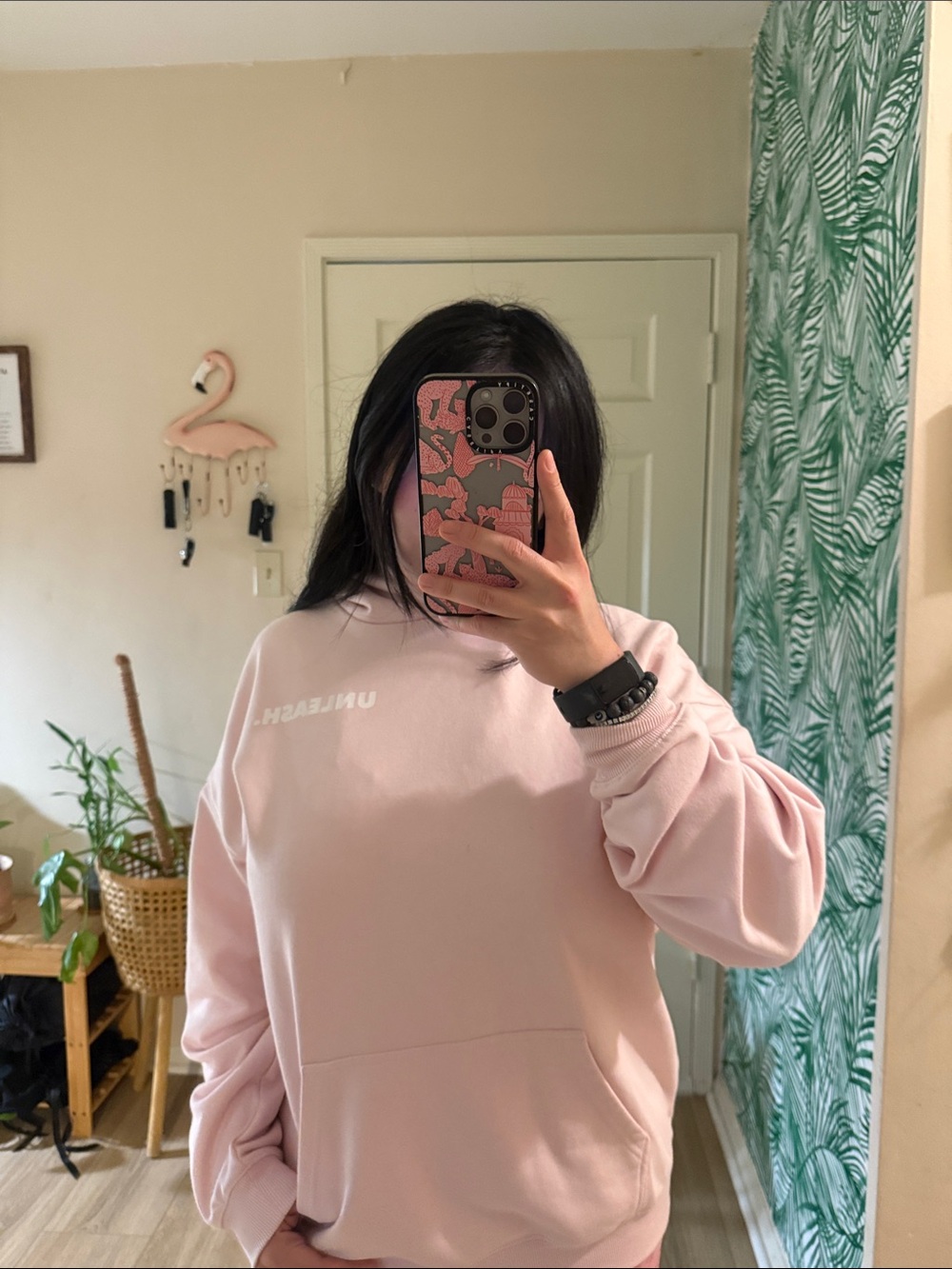 Pink Crewneck hoodie Sweatshirt - Unisex  Casual Pullover